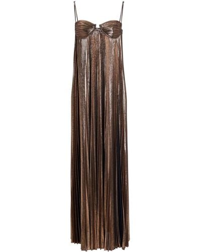 retroféte Diana Metallic-finish Long Dress - Brown