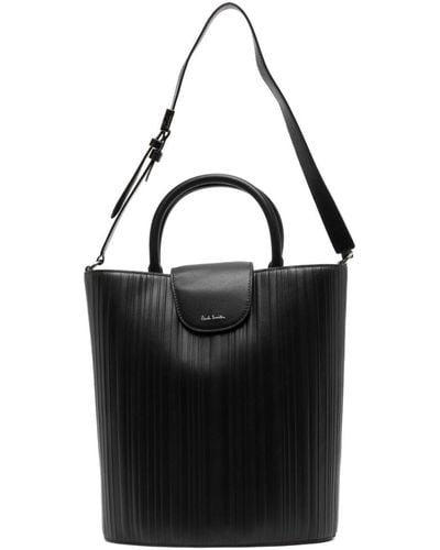Paul Smith Shadow Stripe Leather Bucket Bag - Black
