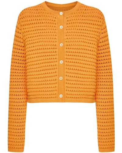 12 STOREEZ Round-neck Cotton Cardigan - Orange