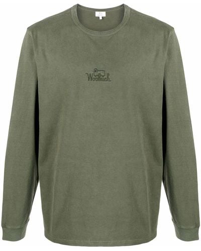 Woolrich Embroidered-logo Crew Neck Sweater - Green