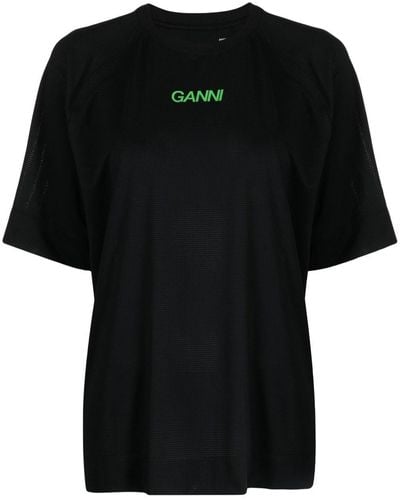 Ganni T-shirt Met Logoprint - Zwart