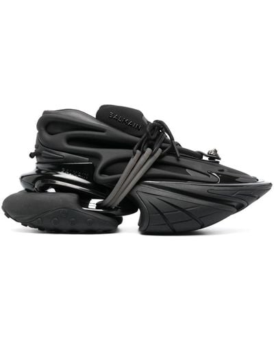 Balmain Sneakers de cuero de cabra noir con diseño en capas - Negro