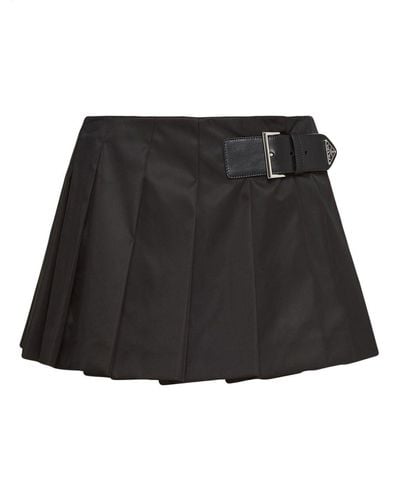 Prada Falda corta plisada - Negro