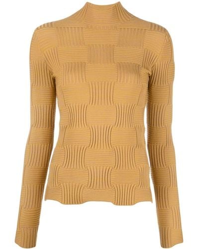 Bottega Veneta Intrecciato-patterned Wool-blend Sweater - Natural