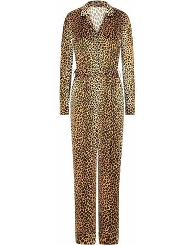Dolce & Gabbana Silk-blend Leopard Print Jumpsuit - Metallic