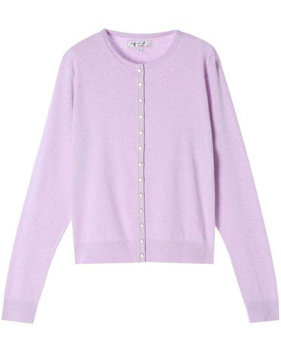 agnès b. Round-neck Cotton Cardigan - Purple