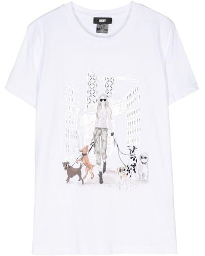 DKNY T-Shirt mit grafischem Print - Weiß