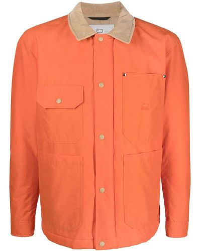 Woolrich Duster Hemdjacke mit Cordkragen - Orange