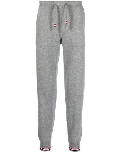 Thom Browne Cashmere Knitted Track Trousers - Grey