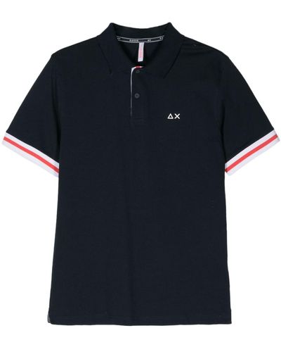 Sun 68 Rubberised-logo Polo Shirt - ブルー