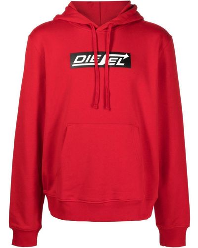DIESEL Logo-print Hooded Sweatshirt - Red