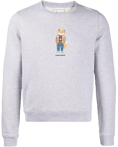 Maison Kitsuné Sweater Met Vosprint - Wit