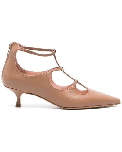 Anna F. 45mm T-bar Strap Leather Court Shoes - Pink