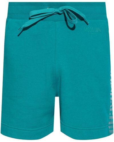 Moschino Katoenen Shorts Met Logo-reliëf - Blauw