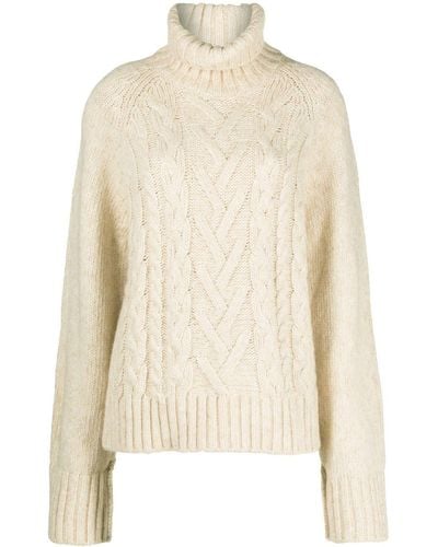 Ganni Oversized Cable-knit Sweater - Natural