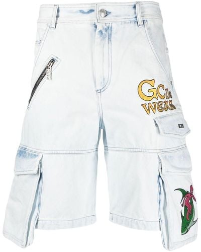 Gcds Short en jean à poches cargo - Blanc
