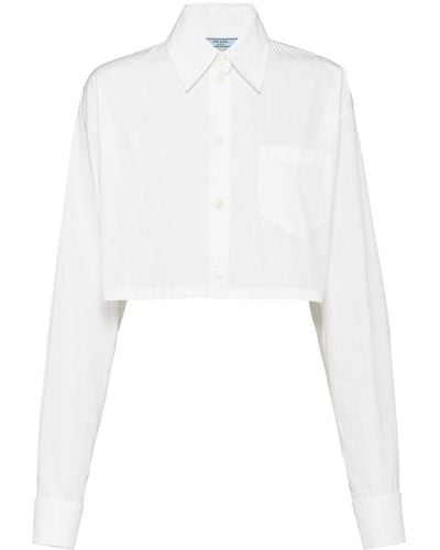Prada Cropped-Hemd mit langen Ärmeln - Weiß