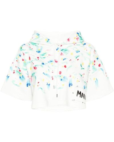 Marni Hoodie en coton à fleurs - Blanc