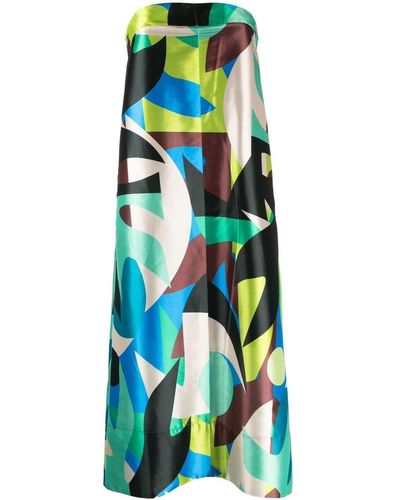 Manning Cartell Abstract Collage Strapless Dress - Blue