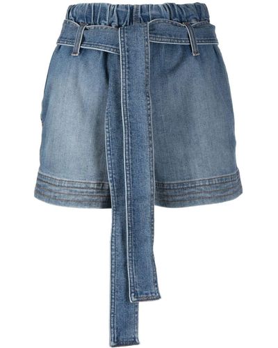 Stella McCartney Short en jean à taille nouée - Bleu