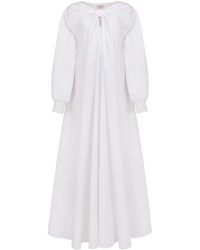 Alexander McQueen Cocoon-sleeve Knotted Midi Dress - White