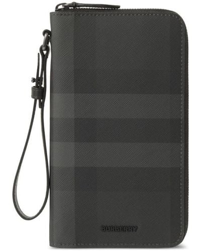 Burberry Check-pattern Zipped Travel Wallet - Black