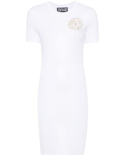 Versace Jeans Couture T-Shirtkleid mit Logo-Print - Weiß
