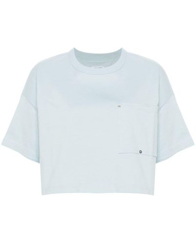 Bottega Veneta Cropped Cotton T-shirt - Blue