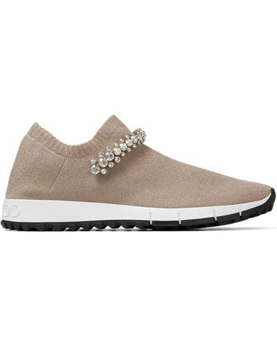 Jimmy Choo Verona Crystal-embellished Knitted Low-top Trainers 2. - Natural
