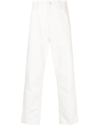 Carhartt Logo-patch Cotton Straight-leg Trousers - White