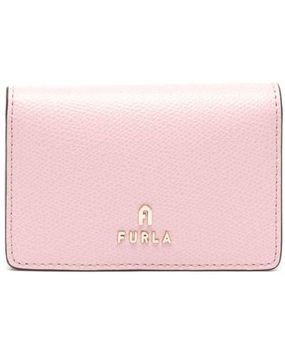 Furla Leren Portemonnee Met Logoplakkatat - Roze