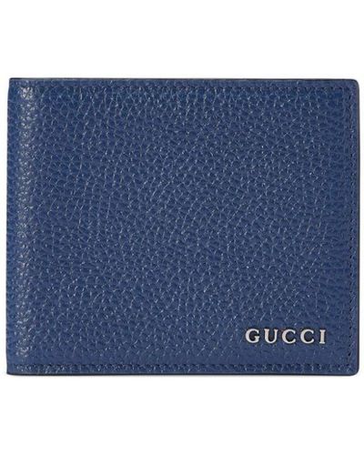 Gucci Portafoglio bi-fold con placca logo - Blu