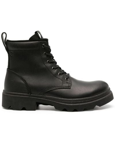 Ecco Grainer Logo-embossed Leather Boots - Black