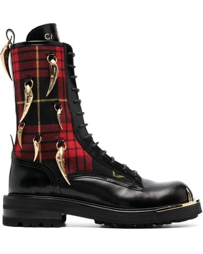Roberto Cavalli Tartan-check Lace-up Boots - Black