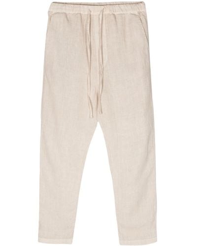 120% Lino Linen Tapered Trousers - White