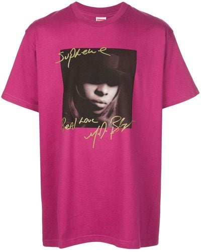 Supreme T-shirt à patch photographique Mary J. Blige - Rose