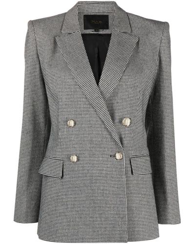 Maje Houndstooth Double-breasted Blazer - Gray