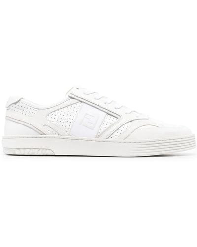 Fendi Ff-embroidered Lace-up Trainers - White