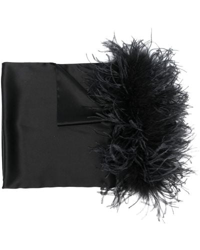 Styland Écharpe bordée de plumes - Noir