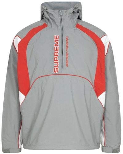 Supreme Panelled Half Zip Hooded Jacket - Grey
