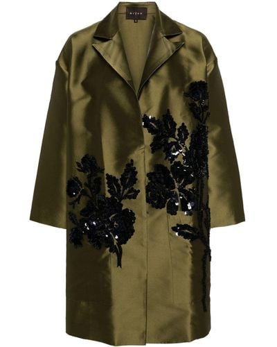 Biyan Floral-motif satin coat - Grün