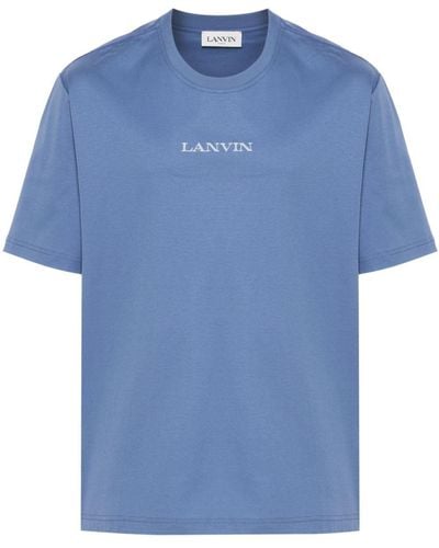 Lanvin T-Shirt mit Logo-Stickerei - Blau