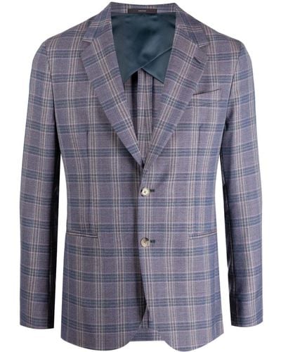 Paul Smith Check-pattern Wool Blazer - Blue