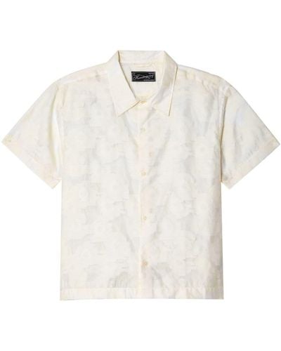 mfpen Holiday Floral-jacquard Cotton Shirt - White