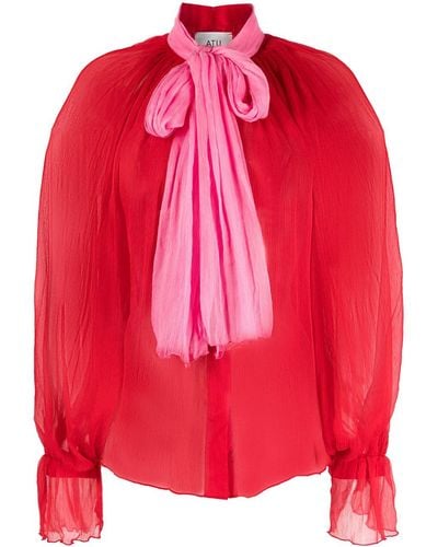 Atu Body Couture Blouse à design bicolore - Rouge