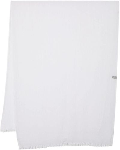 Private 0204 Frayed Cashmere Scarf - White