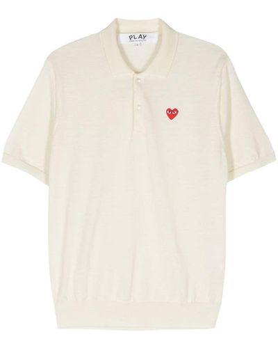 COMME DES GARÇONS PLAY Heart-patch Wool Polo Shirt - White
