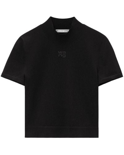 Alexander Wang Logo-embossed Knitted Top - Black
