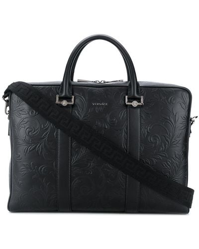 Versace Barocco-embossed Briefcase - Black