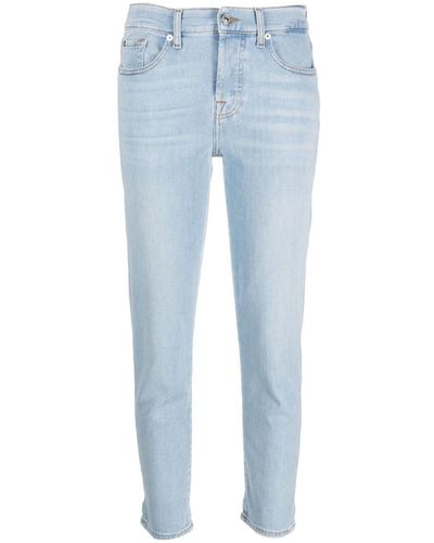 7 For All Mankind Cropped Straight-leg Jeans - Blue
